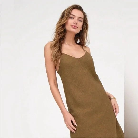 MATE The Label Dresses Mate The Label Womens Linen Natural Slip 